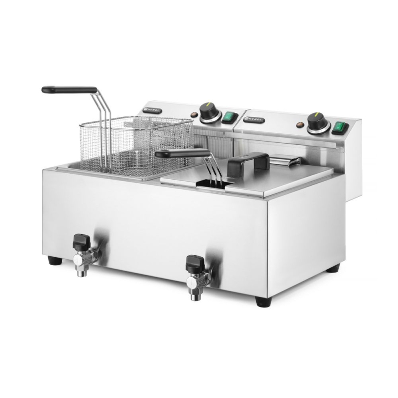 Friteuse professionnelle Profi Line double cuve 16L 7000W avec robinet de vidange - Hendi