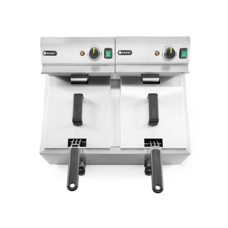 Friteuse professionnelle Profi Line double cuve 16L 7000W avec robinet de vidange - Hendi