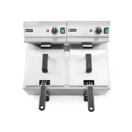 Friteuse professionnelle Profi Line double cuve 16L 7000W avec robinet de vidange - Hendi