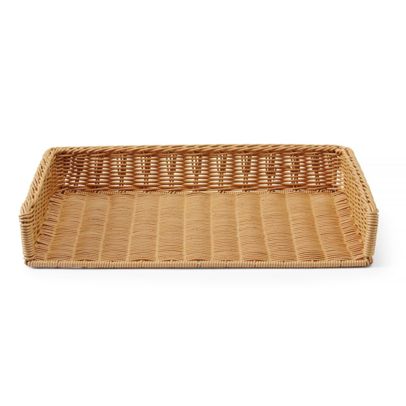 Grande Corbeille &agrave; Pain/Viennoiseries en Polyrotin avec Cadre Inox, 595x395x105mm, Lave-Vaisselle - Hendi