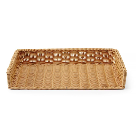 Grande Corbeille &agrave; Pain/Viennoiseries en Polyrotin avec Cadre Inox, 595x395x105mm, Lave-Vaisselle - Hendi