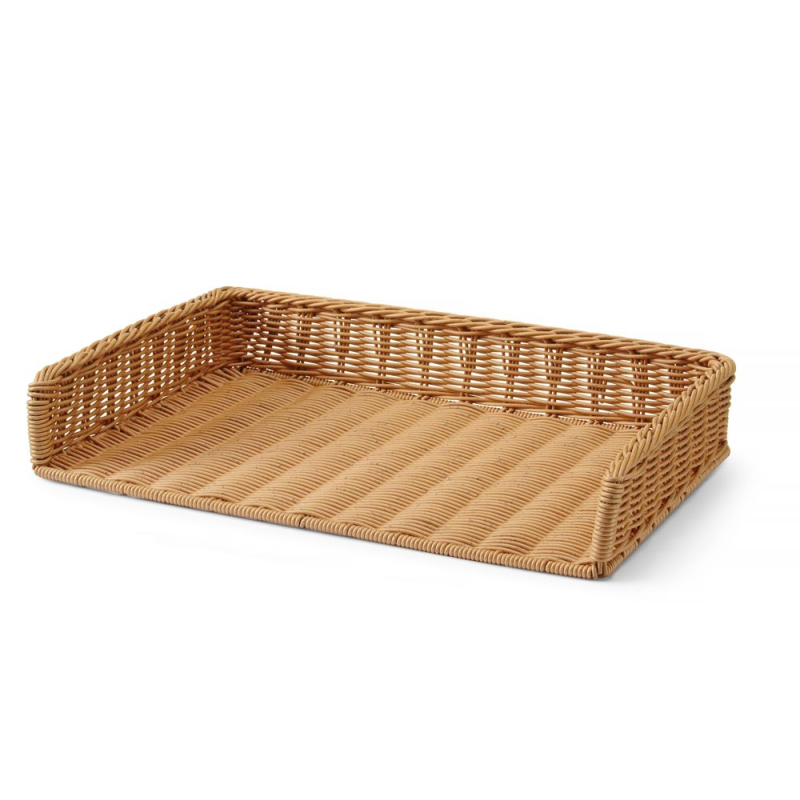 Grande Corbeille &agrave; Pain/Viennoiseries en Polyrotin avec Cadre Inox, 595x395x105mm, Lave-Vaisselle - Hendi