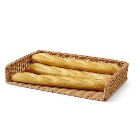 Grande Corbeille &agrave; Pain/Viennoiseries en Polyrotin avec Cadre Inox, 595x395x105mm, Lave-Vaisselle - Hendi