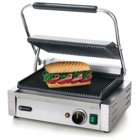 Grill Contact Professionnel Panini Rainur&eacute; 2200W 430x375x(H)216mm - Hendi