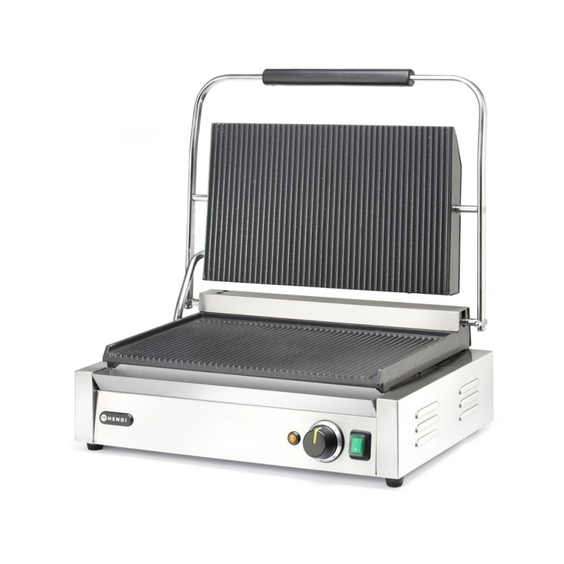 Grill de Contact Panini XL Professionnel, Rainur&eacute;, 2700W - Hendi