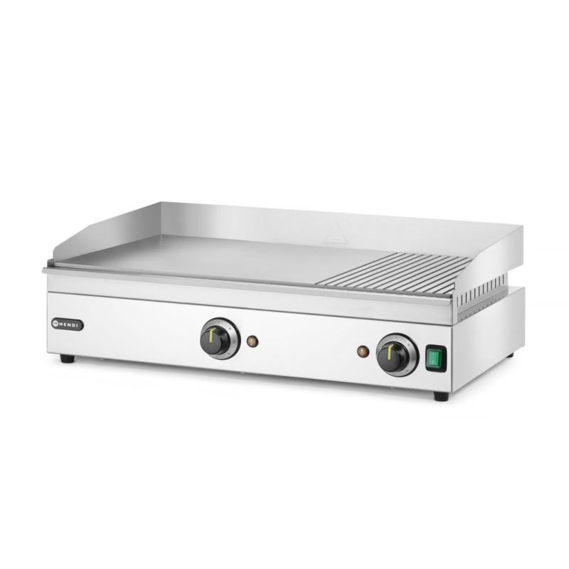 Grill &eacute;lectrique professionnel 3500W Kitchen Line, Surface 1/3 rainur&eacute;e 2/3 lisse - Hendi