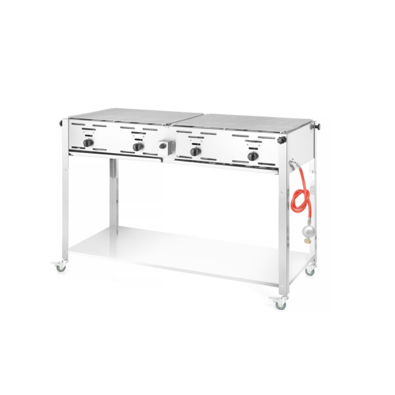 Grill-Master Quattro Gaz Professionnel 22kW, 1330x600x(H)920mm, Acier Inoxydable - Hendi