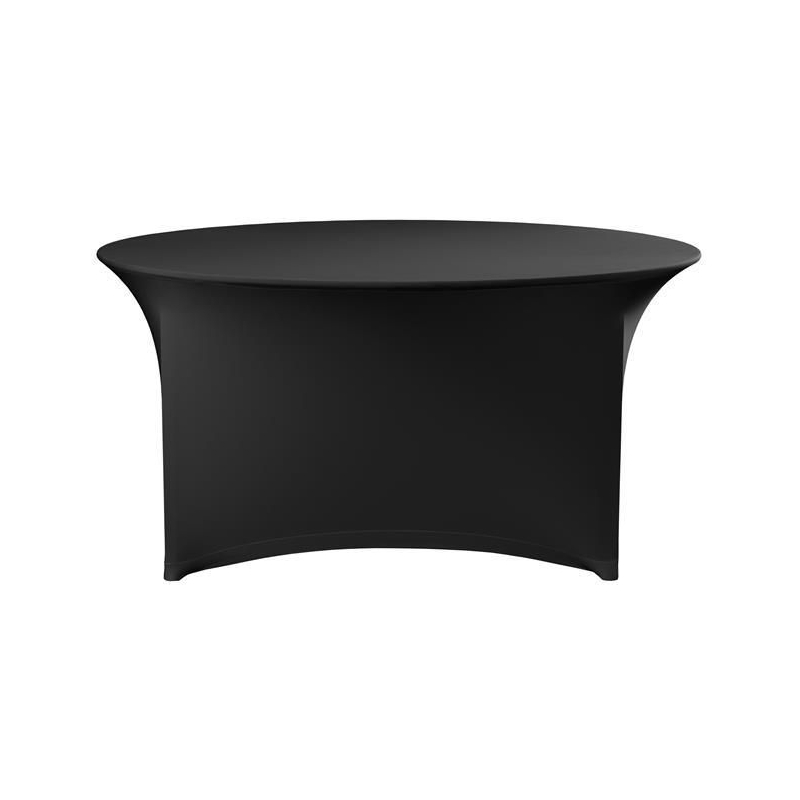 Housse de Table Ronde Symposium Noire, Jersey Polyester/&Eacute;lasthanne ⌀1800x760mm - Hendi