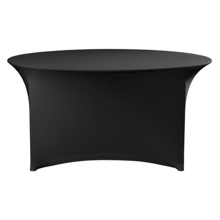 Housse de Table Ronde Symposium Noire, Jersey Polyester/&Eacute;lasthanne ⌀1800x760mm - Hendi