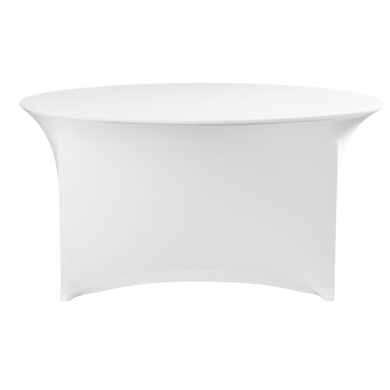 Housse de table ronde Symposium stretch jersey blanc ⌀1800x760mm, sans repassage - Hendi
