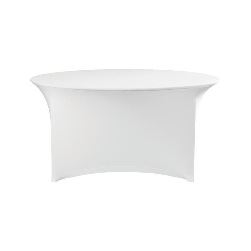 Housse de table ronde Symposium stretch jersey blanc ⌀1800x760mm, sans repassage - Hendi