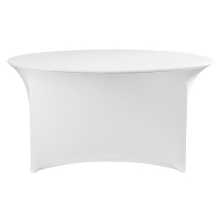 Housse de table ronde Symposium stretch jersey blanc ⌀1800x760mm, sans repassage - Hendi