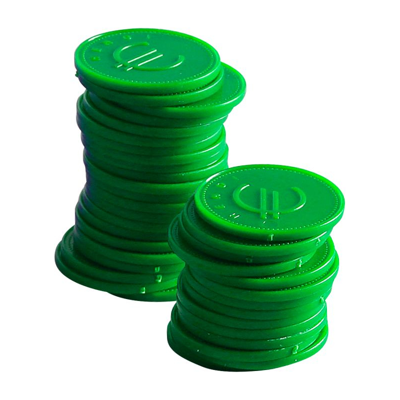 Jeton BarUp Professionnel Vert, 100 Pi&egrave;ces, &Oslash;25mm - Hendi