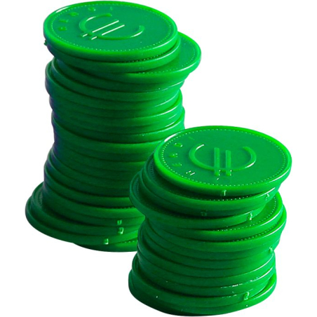 Jeton BarUp Professionnel Vert, 100 Pi&egrave;ces, &Oslash;25mm - Hendi