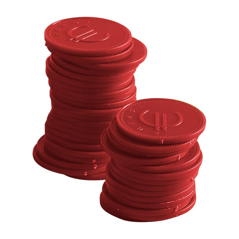 Jetons Rouges BarUp, 100 Pi&egrave;ces, Diam&egrave;tre 25mm - Hendi