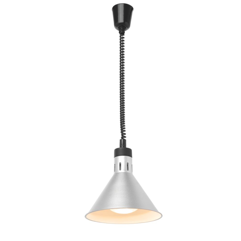 Lampe chauffante conique r&eacute;glable en aluminium avec cordon 70-150 cm et ampoule incassable - Hendi