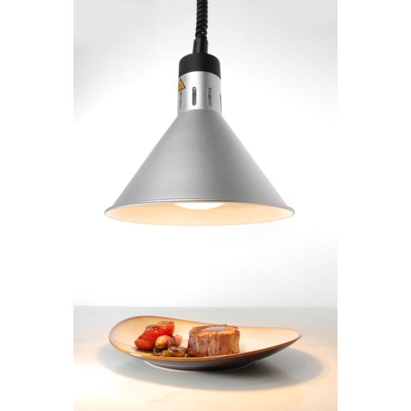 Lampe chauffante conique r&eacute;glable en aluminium avec cordon 70-150 cm et ampoule incassable - Hendi