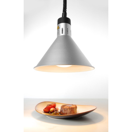Lampe chauffante conique r&eacute;glable en aluminium avec cordon 70-150 cm et ampoule incassable - Hendi