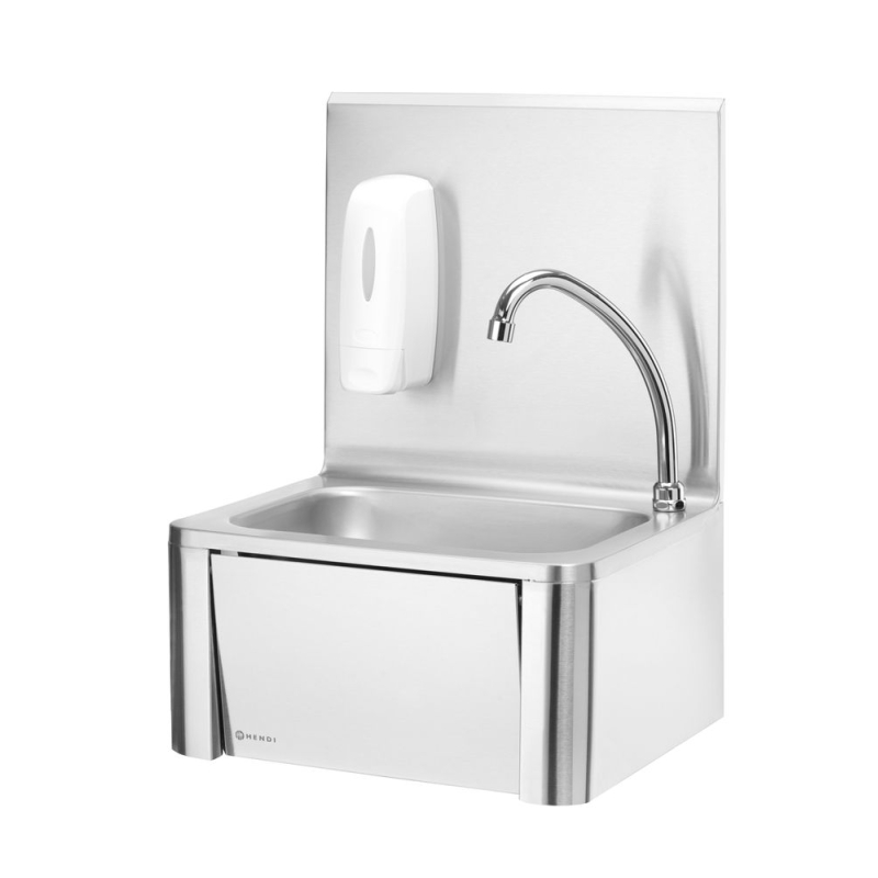 Lave-mains inox sans contact &agrave; commande genou 400x330x560mm - Hendi