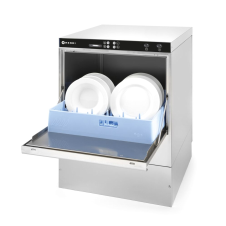 Lave-vaisselle professionnel 50x50, &eacute;lectrom&eacute;canique, 400V/6600W, avec pompe doseuse - Hendi
