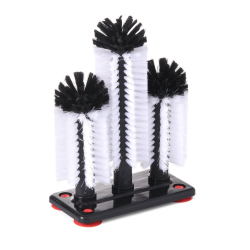 Lave-verres manuel BarUp en plastique avec 3 brosses nylon et ventouses, 190x100x(H)250mm - Hendi