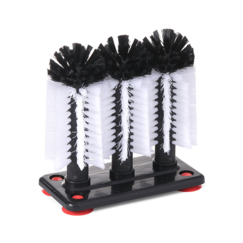 Lave-verres manuel BarUp, 3 brosses nylon et 4 ventouses - Hendi