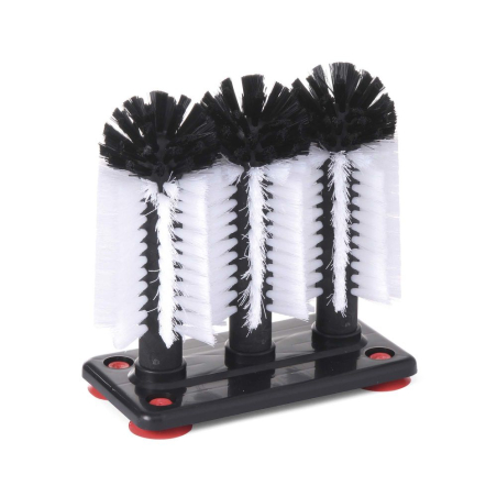 Lave-verres manuel BarUp, 3 brosses nylon et 4 ventouses - Hendi
