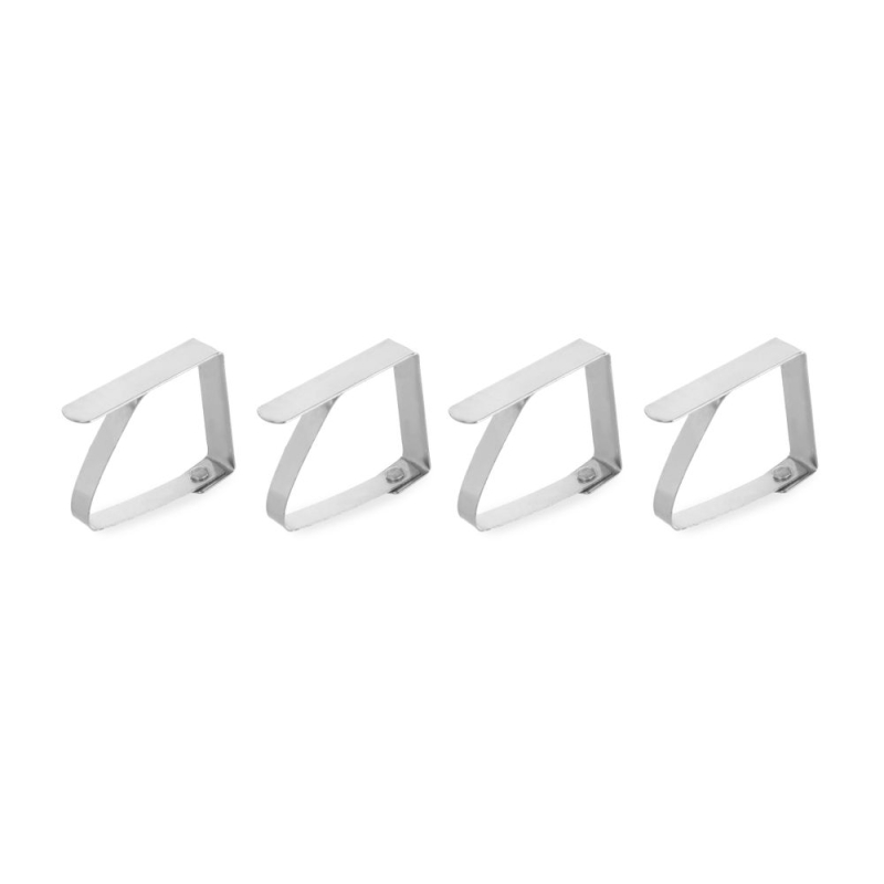 Lot de 4 Pinces Attache-Nappe en Acier Inoxydable (50x10x40mm) - Hendi
