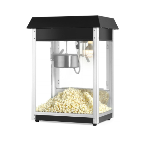 Machine &agrave; Pop-corn Professionnelle Noire 1500W Verre Tremp&eacute; - Hendi