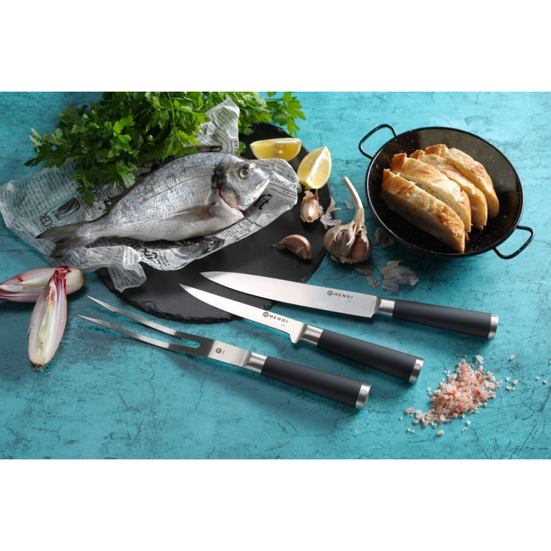 Mallette de Couteaux Professionnels 9 Pi&egrave;ces Acier Inoxydable Cuisine - Hendi