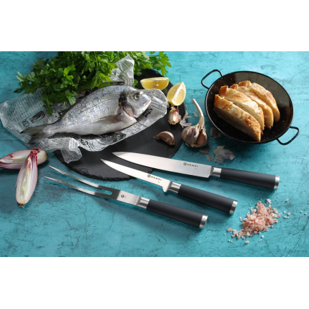 Mallette de Couteaux Professionnels 9 Pi&egrave;ces Acier Inoxydable Cuisine - Hendi