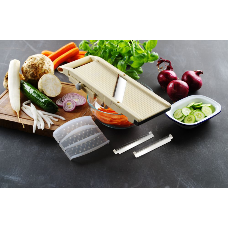 Mandoline Japonaise Professionnelle Shōgun avec 3 Lames Interchangeables Julienne 1/2/8mm - Hendi