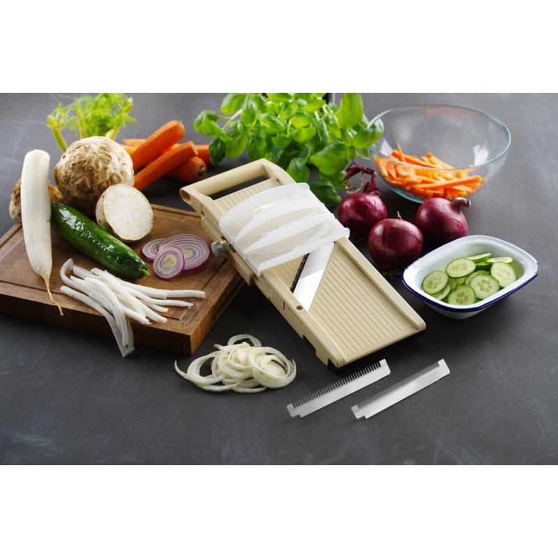 Mandoline Japonaise Professionnelle Shōgun avec 3 Lames Interchangeables Julienne 1/2/8mm - Hendi