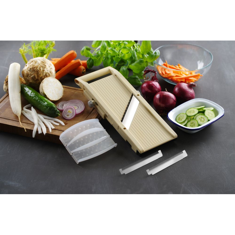 Mandoline Japonaise Professionnelle Shōgun avec 3 Lames Interchangeables Julienne 1/2/8mm - Hendi