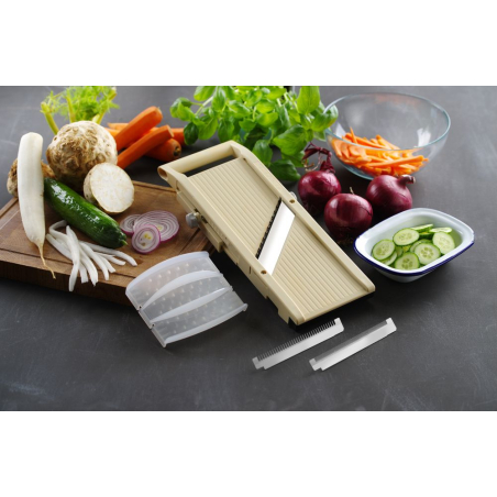 Mandoline Japonaise Professionnelle Shōgun avec 3 Lames Interchangeables Julienne 1/2/8mm - Hendi
