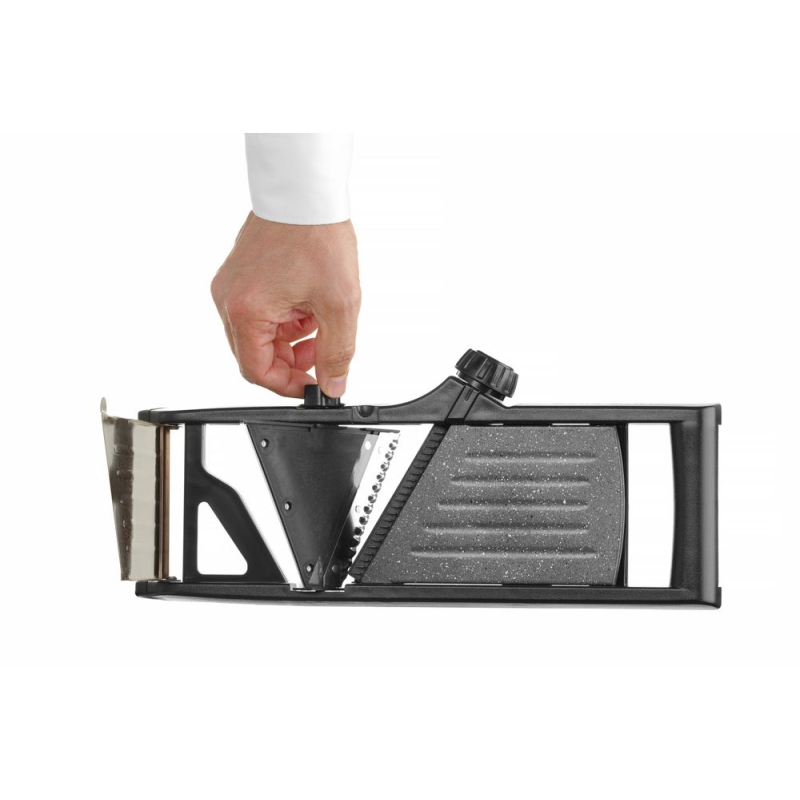 Mandoline Japonaise Samurai Professionnelle, Lames R&eacute;glables 0.5-9mm, Acier Inoxydable - Hendi