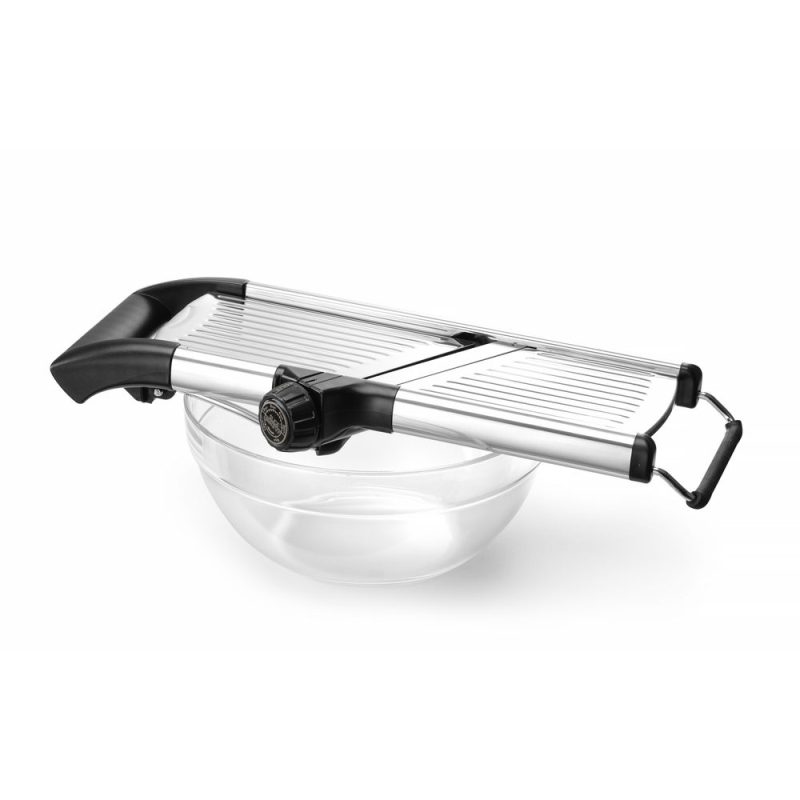 Mandoline professionnelle r&eacute;glable en acier inoxydable, coupe julienne 1-9mm - Hendi