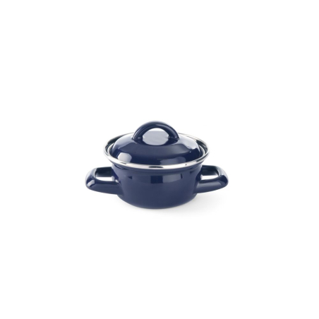 Marmite &agrave; Soupe/Sauce &Eacute;maill&eacute;e Bleue 0,6L ⌀120mm avec Couvercle - Hendi