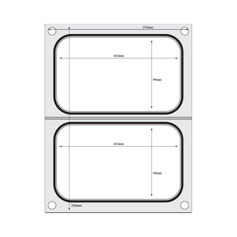 Matrice de Scellage Aluminium pour 2 R&eacute;cipients 178x113 mm - Hendi