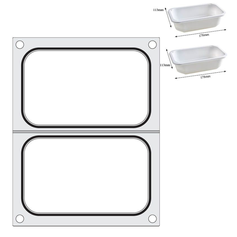 Matrice de Scellage Aluminium pour 2 R&eacute;cipients 178x113 mm - Hendi