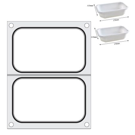 Matrice de Scellage Aluminium pour 2 R&eacute;cipients 178x113 mm - Hendi