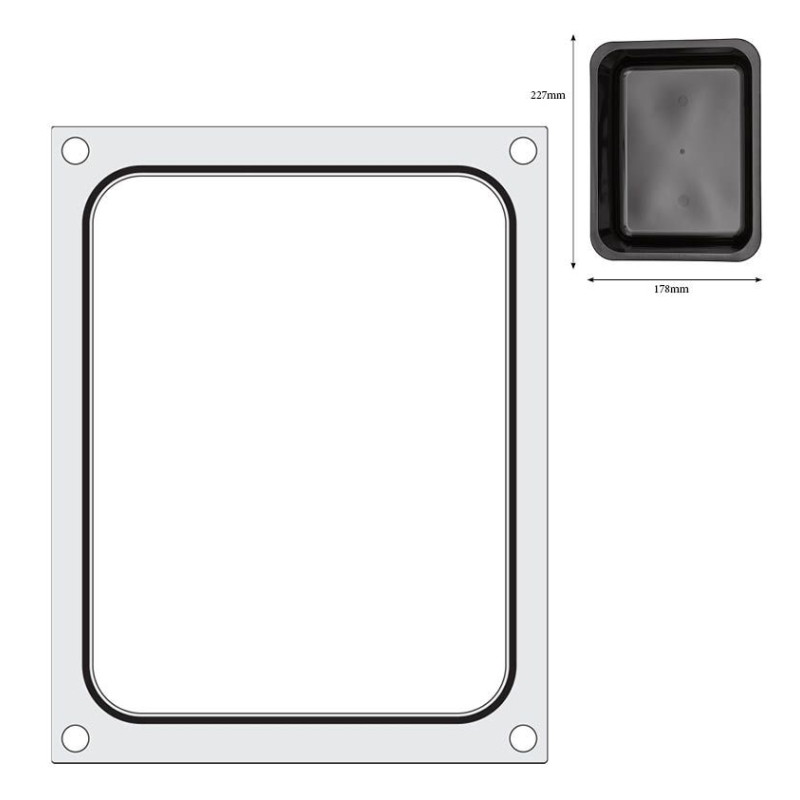 Matrice de scellage Aluminium/Silicone pour r&eacute;cipient 227x178 mm - Hendi
