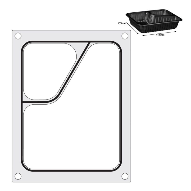 Matrice de scellage pour r&eacute;cipient Colt 2 compartiments 227x178 mm - Hendi