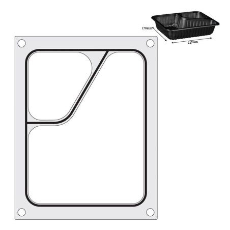 Matrice de scellage pour r&eacute;cipient Colt 2 compartiments 227x178 mm - Hendi