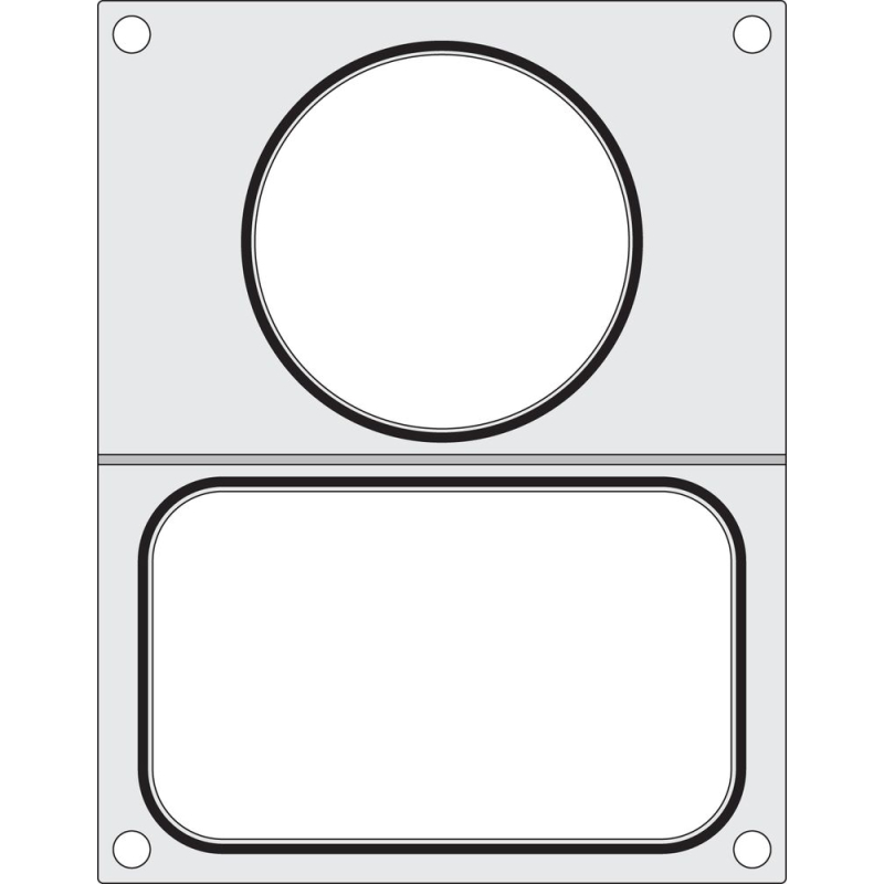 Matrice de Scellage Professionnelle Aluminium 2 R&eacute;cipients (178x113 mm et &oslash;115 mm) - Hendi
