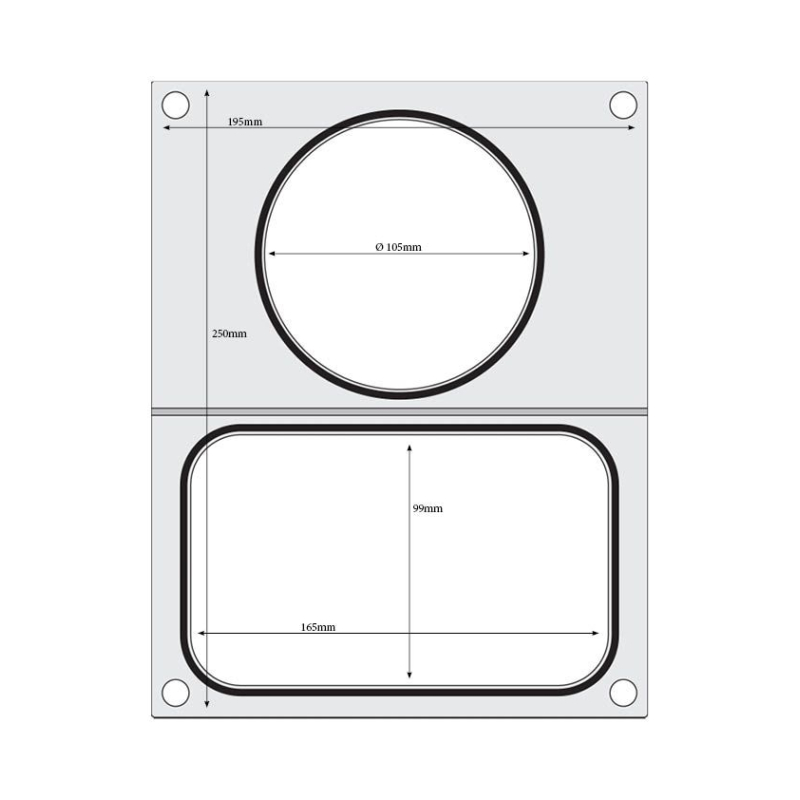 Matrice de Scellage Professionnelle Aluminium 2 R&eacute;cipients (178x113 mm et &oslash;115 mm) - Hendi