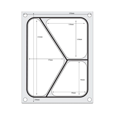Matrice de Scellage Professionnelle pour R&eacute;cipient 3 Compartiments 227x178 mm - Hendi