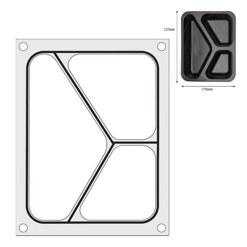 Matrice de Scellage Professionnelle pour R&eacute;cipient 3 Compartiments 227x178 mm - Hendi