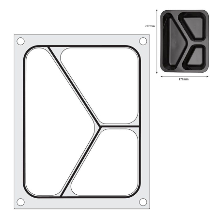 Matrice de Scellage Professionnelle pour R&eacute;cipient 3 Compartiments 227x178 mm - Hendi