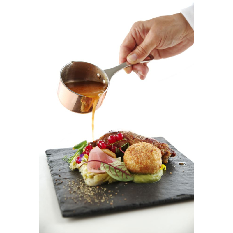 Mini Casserole Professionnelle avec Bec Verseur (0,05L) Cuivre/Aluminium/Inox - Hendi
